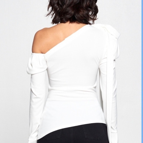One Shoulder White Top - Picture 3 of 4